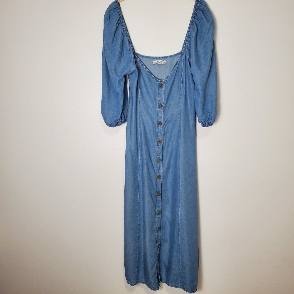Zara Blue Midi Button Front Lyocell Dress - Picture 7 of 13